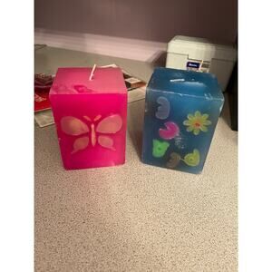 Set of two Y2K butterfly and peace candles